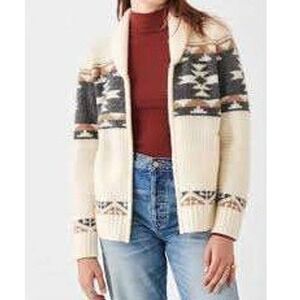 Faherty X B. Yellowtail Cream Wool Cashmere Cardigan Fair Isle Sweater Size XS